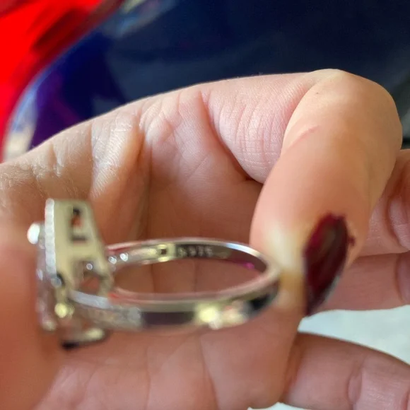 New! Women's 925 Sterling Silver Ring (Pink) Pear-shaped (Sizes 6 & 7) - Picture 4 of 6